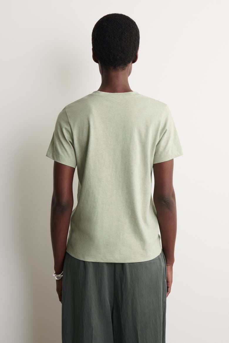 Cotton V-Neck T-Shirt, Alternate, color, SAGE MÉLANGE