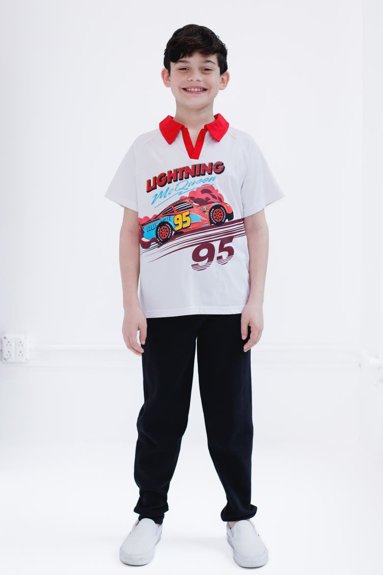 Cars Lightning McQueen 2-Piece Polo and Pants Set, Alternate, color, White Black McQueen