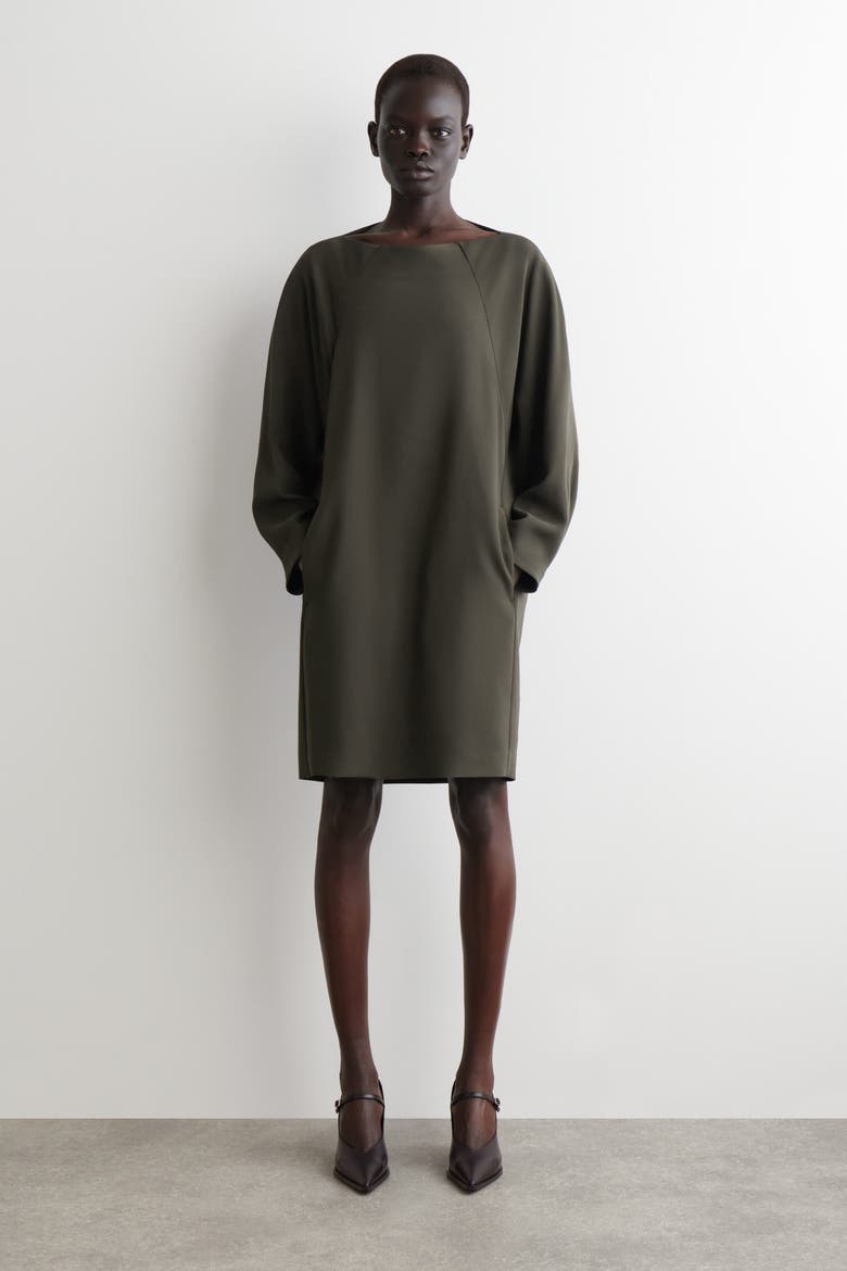 Sculptural Mini Dress, Main, color, BROWN