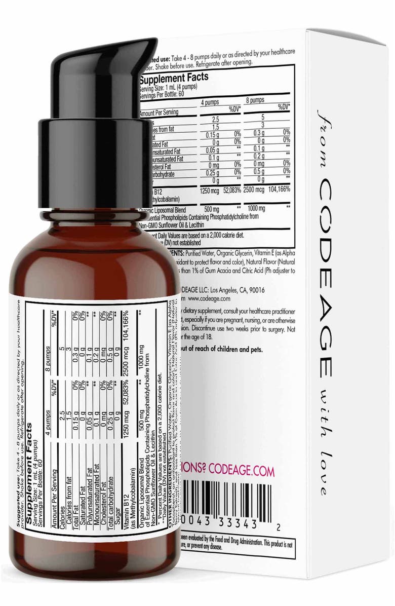 Codeage Liposomal Vitamin B12 Liquid Supplement, Alternate, color,