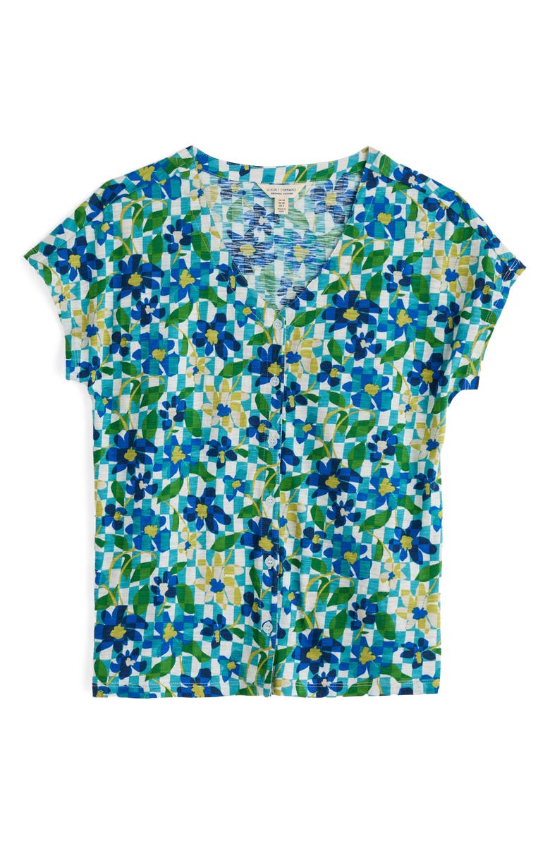 Seasalt Cornwall Studio Glass Organic Cotton Button-Up Top, Alternate, color, Picnic Floral Chalk