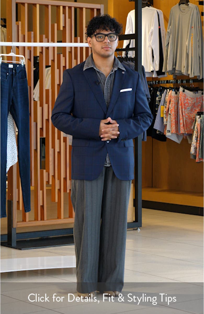 Hutson Slim Fit Navy Windowpane Check Wool Sport Coat, sales video thumbnail