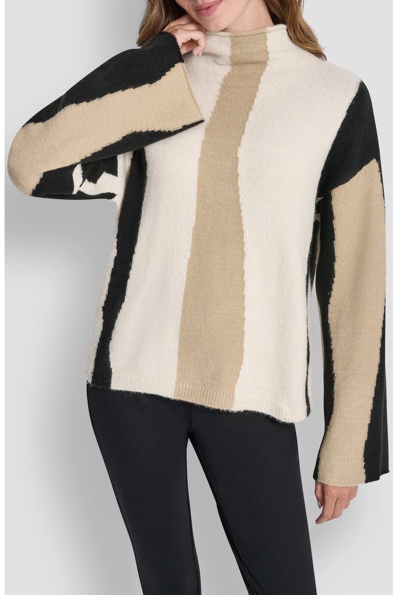 Stripe Roll Neck Sweater, Main, color, ECRU MULTI