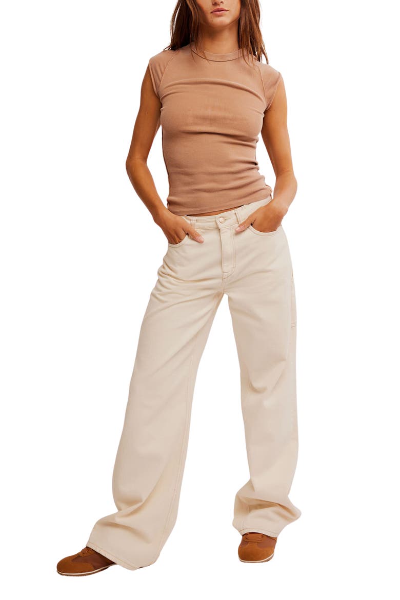 Ever Had Cap Sleeve Cotton T-Shirt, Alternate, color, MACCHIATO