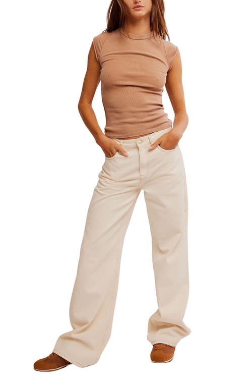 Free People Ever Had Cap Sleeve Cotton T-shirt In Macchiato