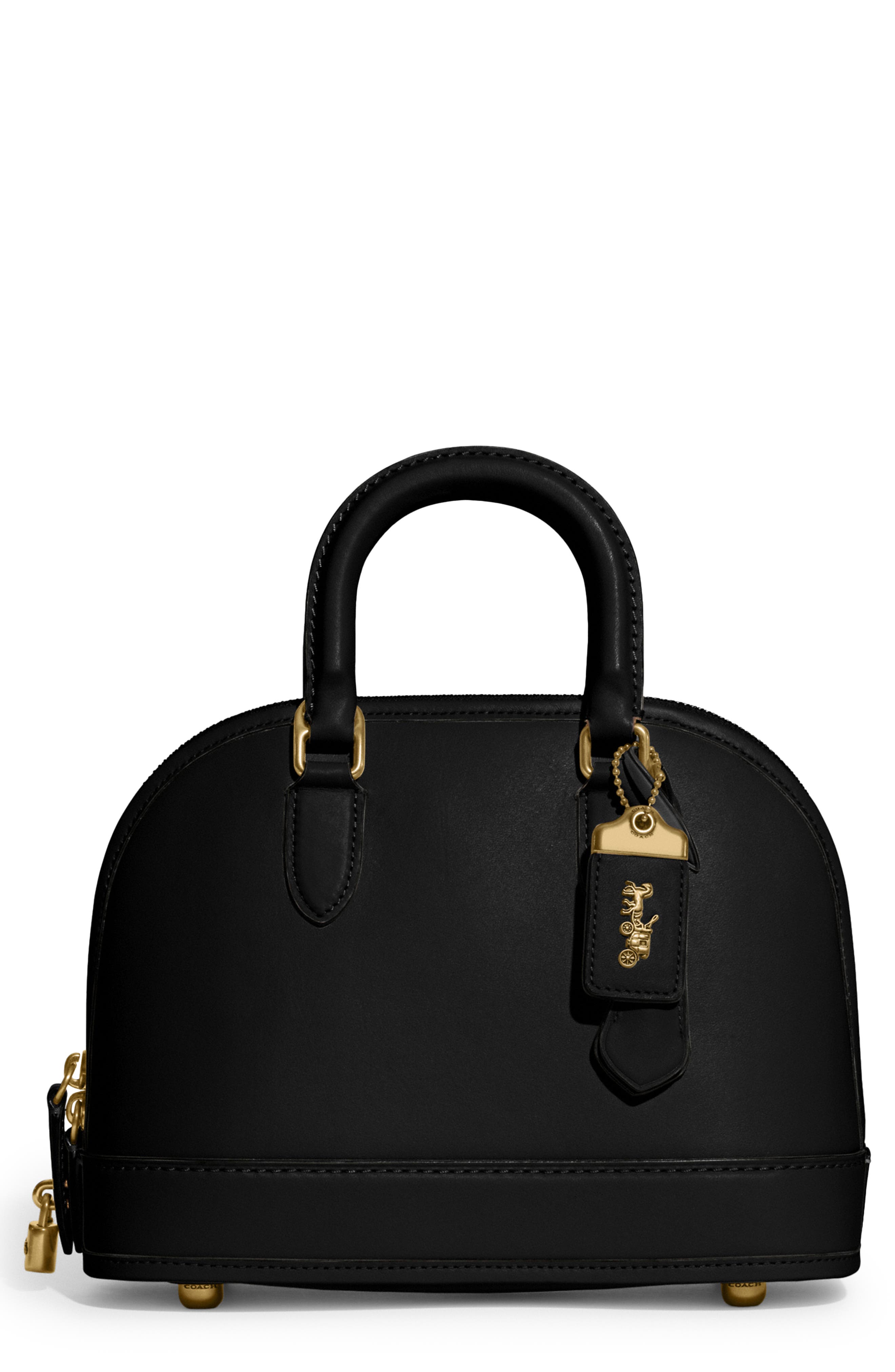 COACH Leather Domed Satchel, Main, color, 