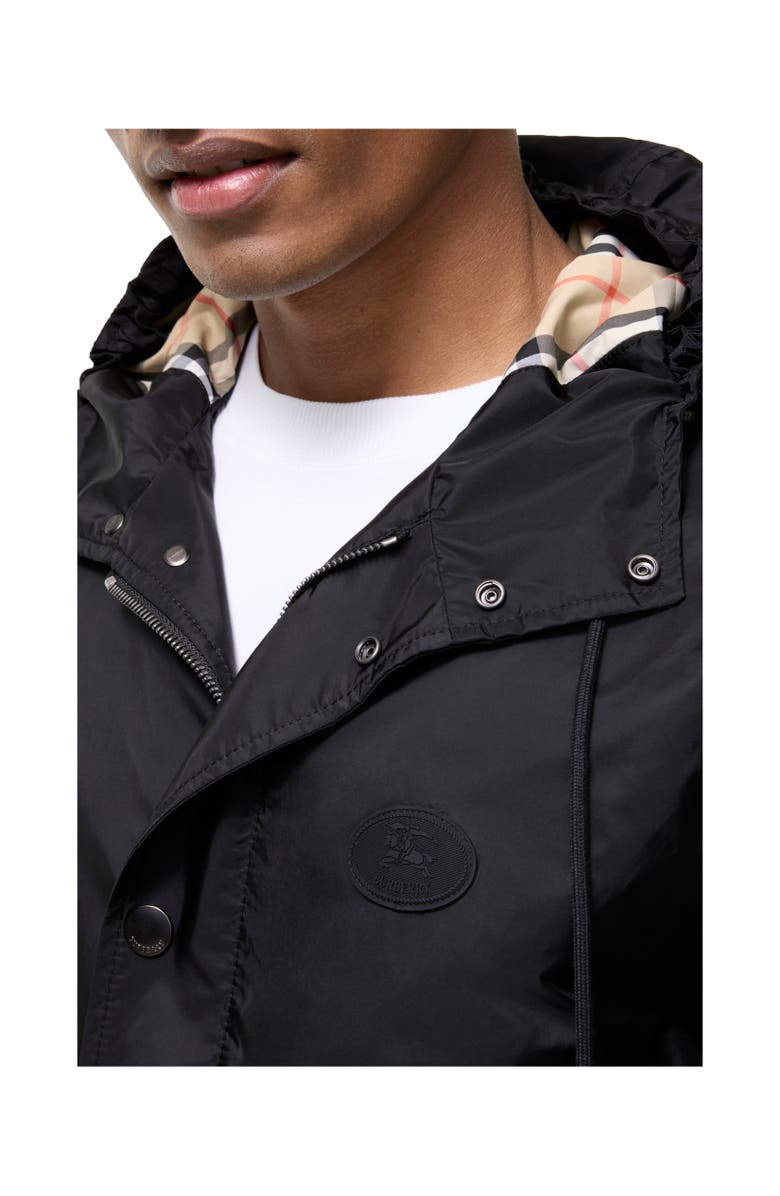 Burberry Nylon Pembrey Hooded Jacket, Alternate, color, Black