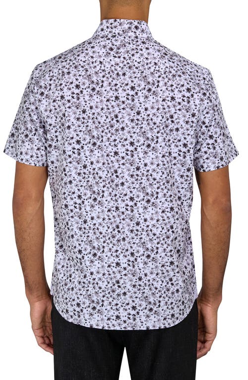 Brooklyn Brigade Abstract Floral Woven Short Sleeve Shirt In White/black