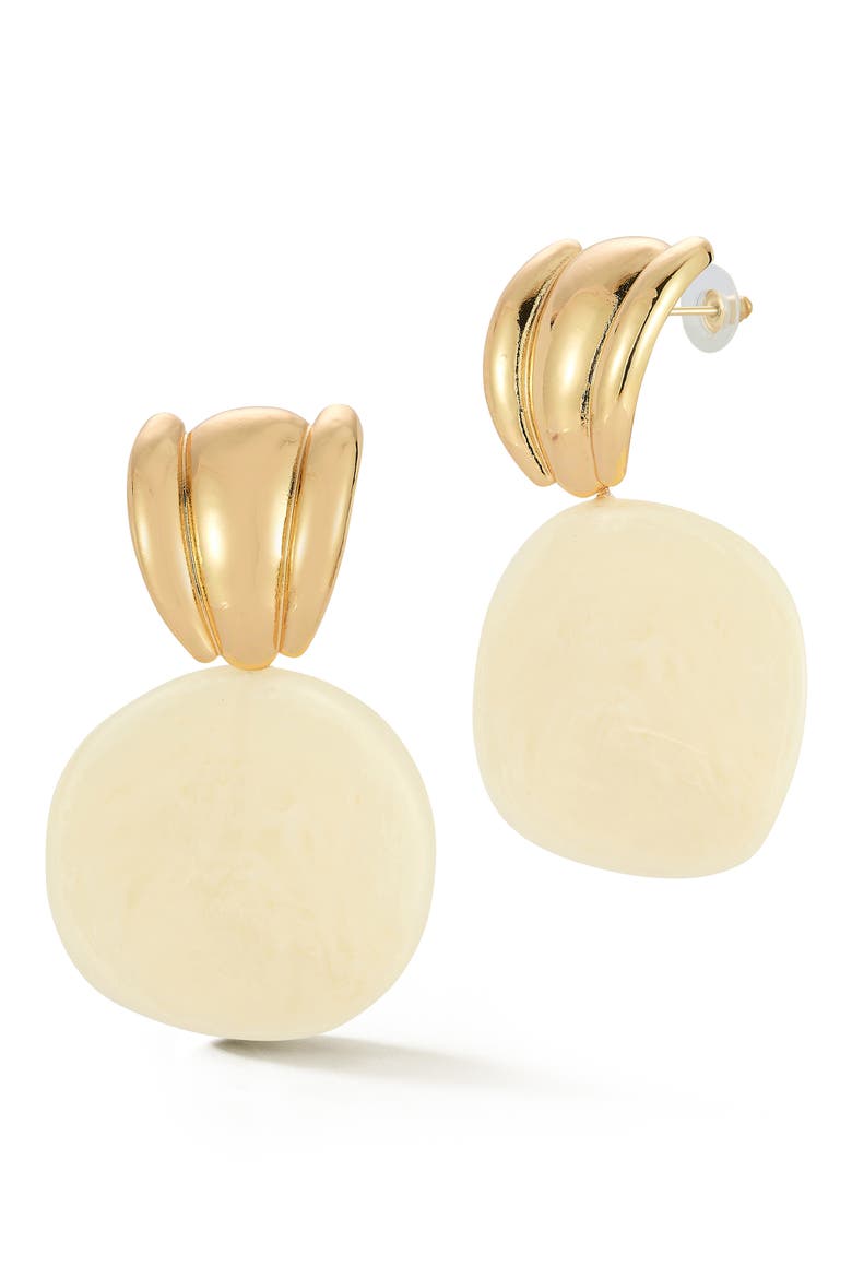 Resin Statement Drop Earrings, Main, color, GOLD/CREAM
