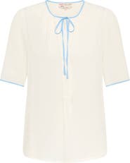 Maison Common Half Sleeve Top With Bow Tie Detail