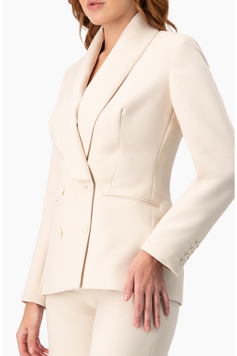 Double-Breasted Blazer with Smooth Finish, Alternate, color, Ivory
