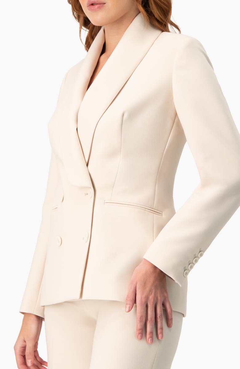 IVONNE Double-Breasted Blazer with Smooth Finish, Alternate, color, Ivory