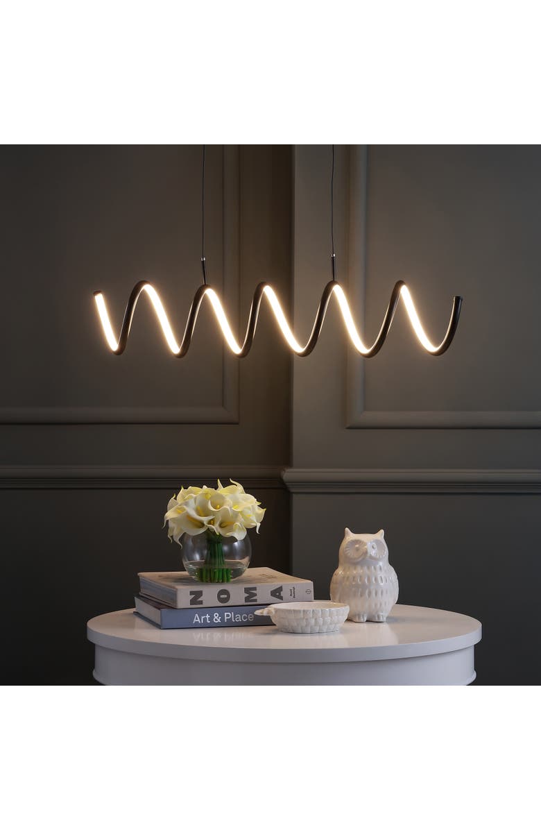 JONATHAN Y Ali Dimmable Adjustable Integrated LED Metal Linear Pendant, Alternate, color, Black