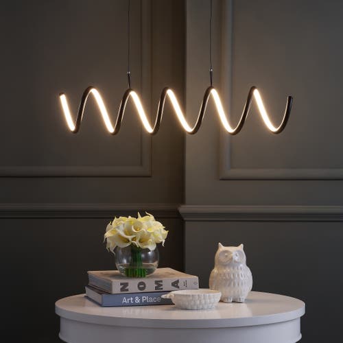 Jonathan Y Ali Dimmable Adjustable Integrated Led Metal Linear Pendant In Black