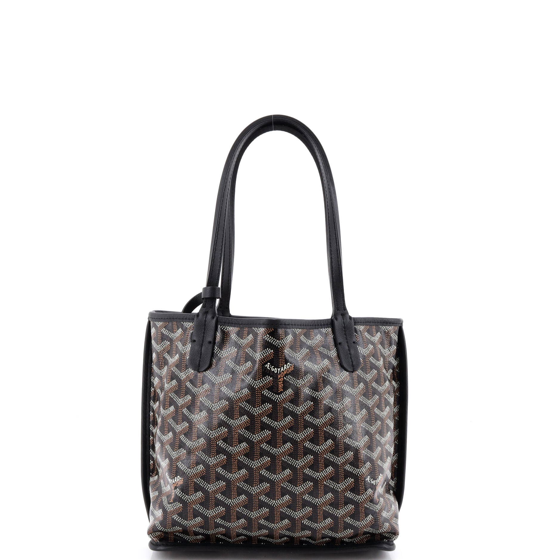 Pre-Owned Goyard Anjou Reversible Tote Coated Canvas Mini, Alternate, color, Black