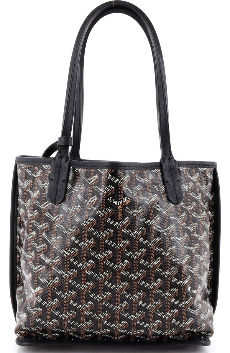 Pre-Owned Goyard Anjou Reversible Tote Coated Canvas Mini, Alternate, color, Black