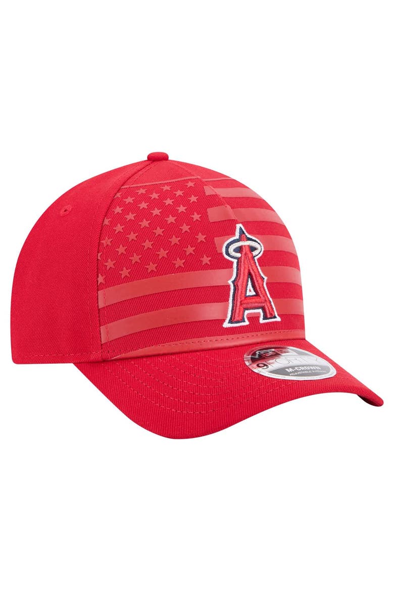 Men's New Era Red Los Angeles Angels American Flag 9FORTY M-Crown A-Frame Adjustable Hat, Alternate, color, Red