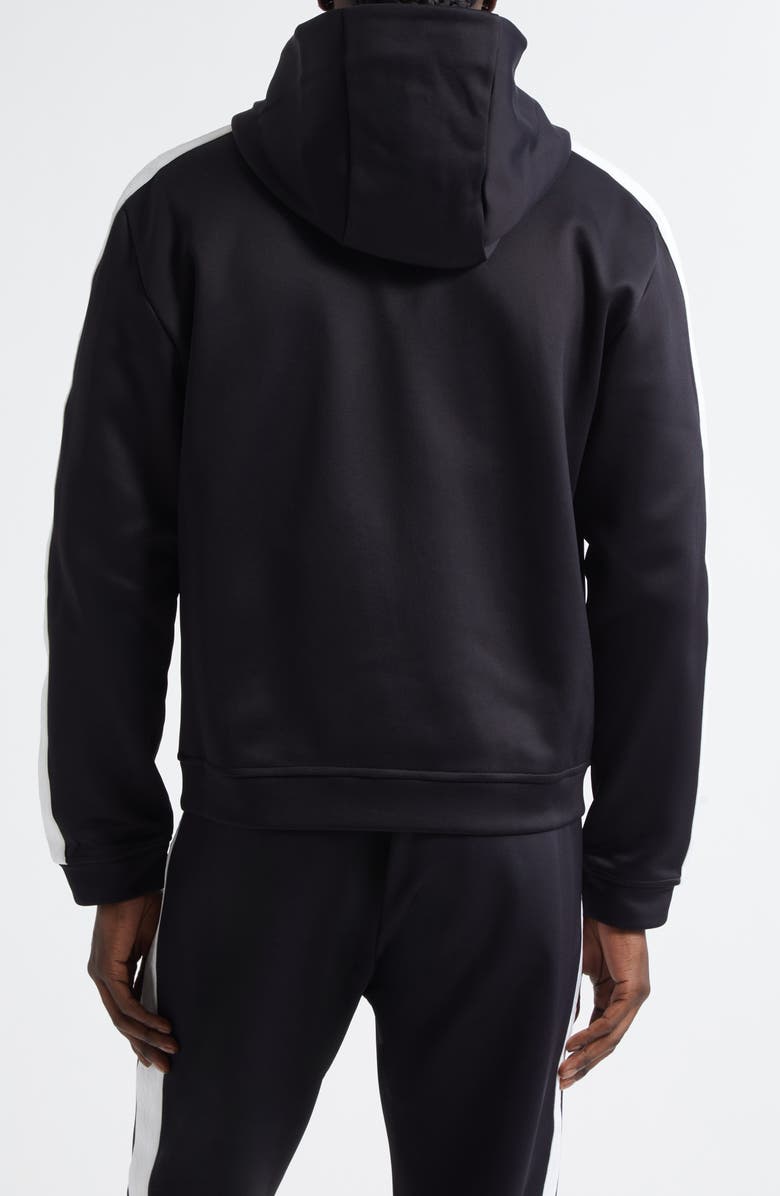 Casablanca Laurel Tape Hooded Scuba Knit Jersey Track Jacket, Alternate, color, Black