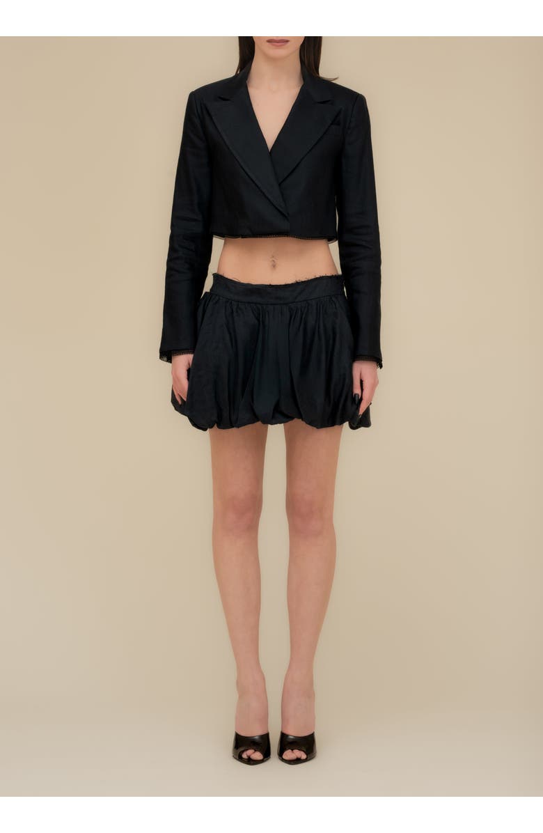 Contessa Mills Linen Good Structured Stretch Mini Puff Skirt, Alternate, color, Black