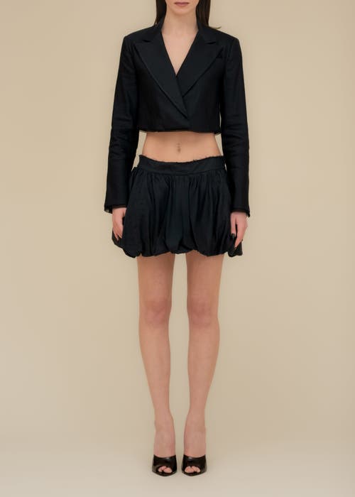 Contessa Mills Linen Good Structured Stretch Mini Puff Skirt In Black