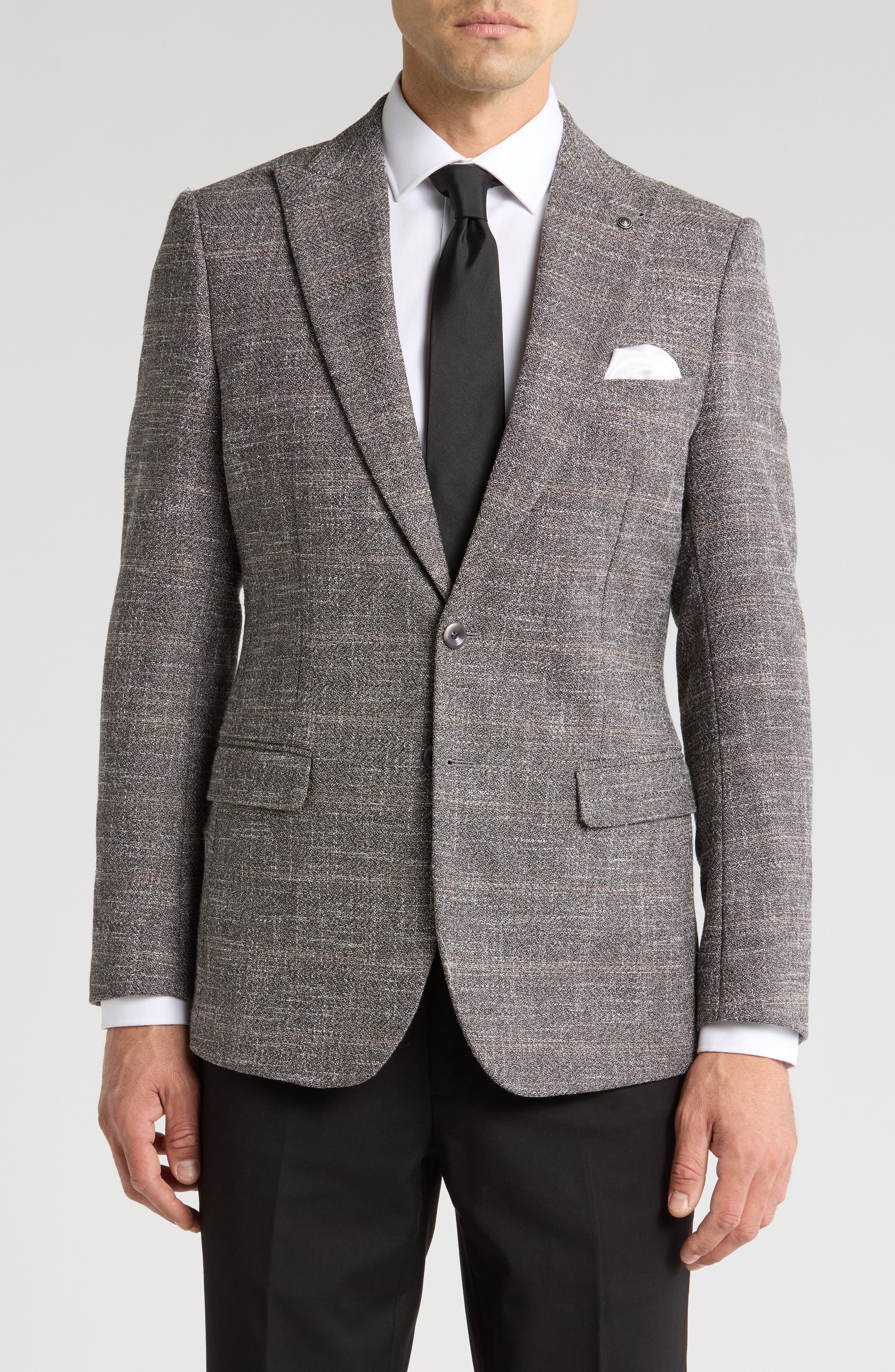 Tahari Slim Fit Textured Plaid Blazer