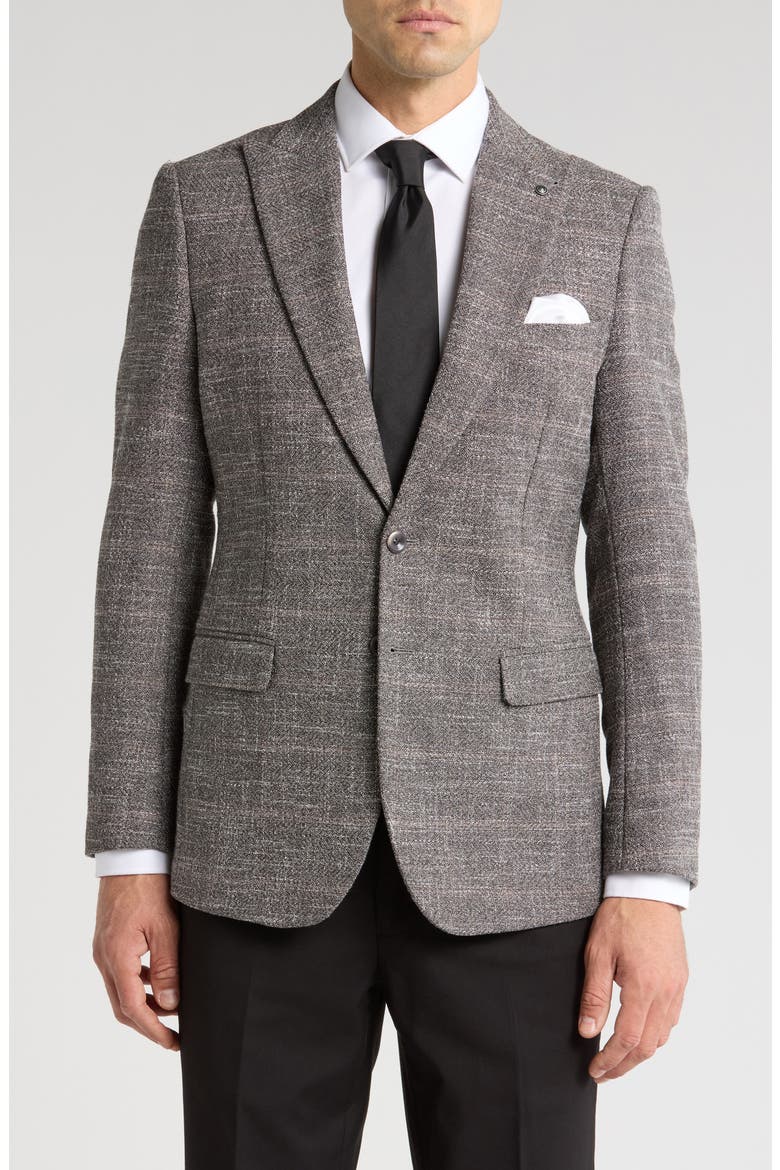 Slim Fit Textured Plaid Blazer, Main, color, GREY