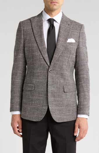 Tahari Slim Fit Textured Plaid Blazer