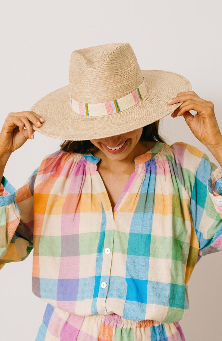 Sunshine Tienda Mariella Palm Sunhat, Alternate, color, Beige Multi