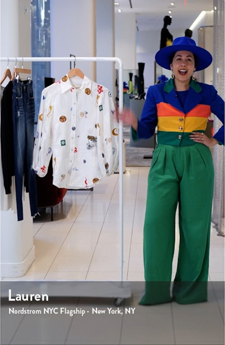 Soleil Embroidered Linen Button-Up Shirt, sales video thumbnail