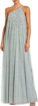 Mac Duggal One Shoulder Embellished Trapeze A Line Gown