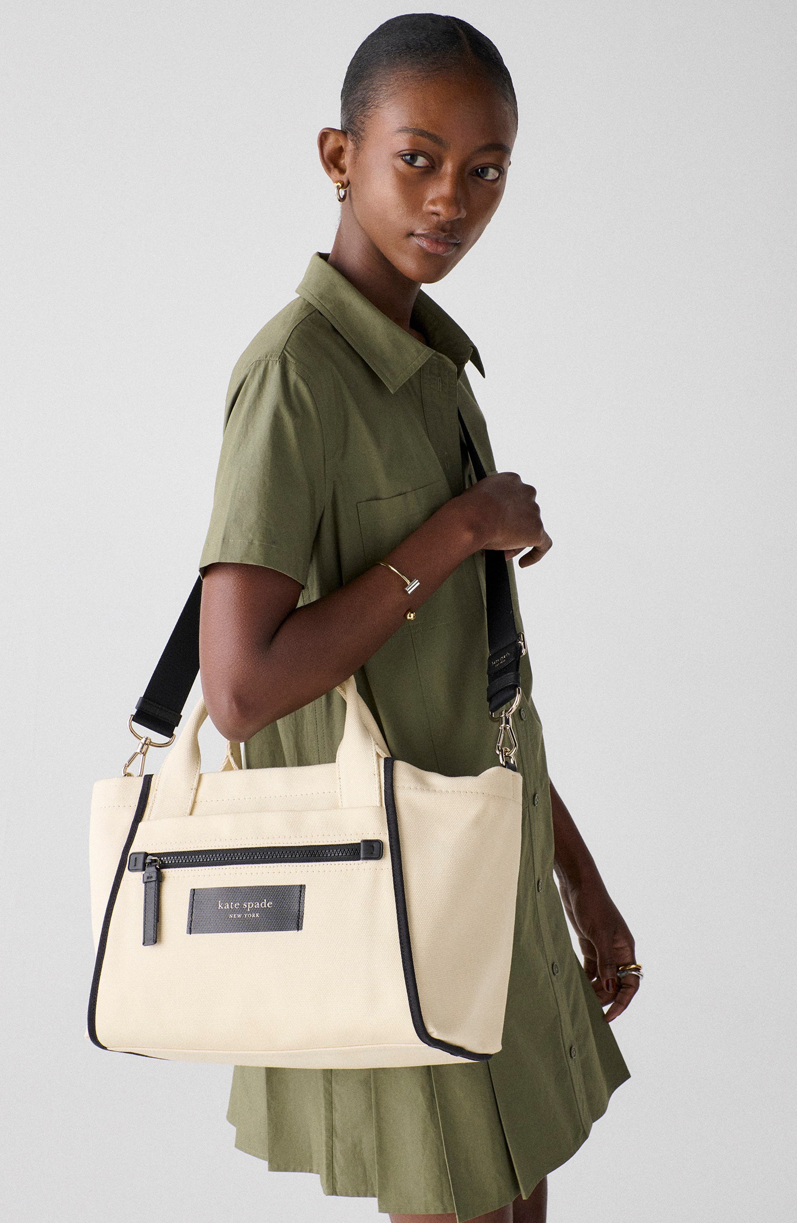 Kate Spade New York dash canvas tote bag, Alternate, color, Natural