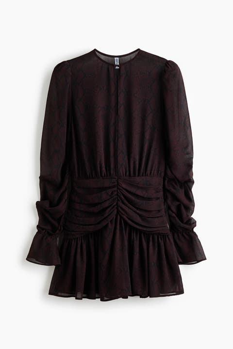 Ruched Chiffon Dress