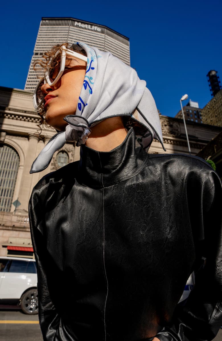 Jessie Zhao New York Double Sided Wool Silk Scarf In After Sunset, Alternate, color, Blue