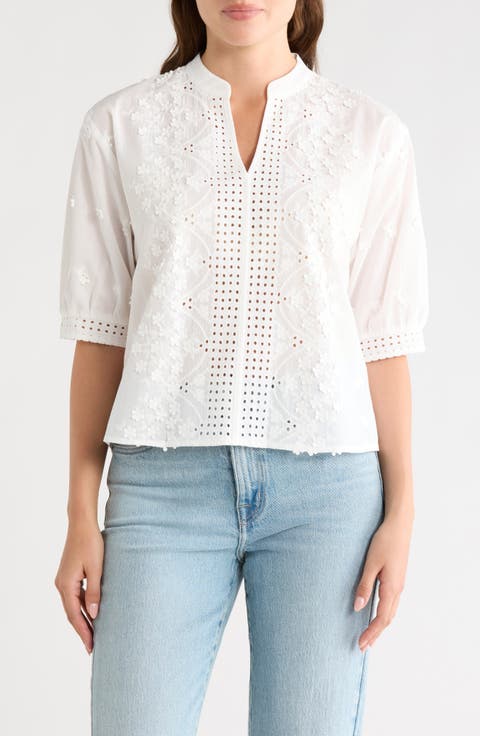 Floral Cotton Voile Popover Top
