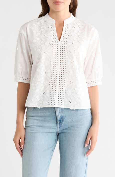 Nanette Lepore Floral Cotton Voile Popover Top