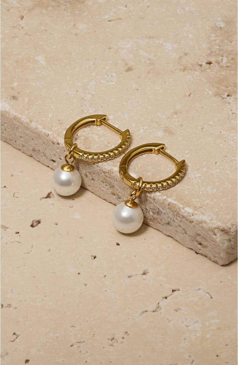 Untamed Petals Perfectly Poised Pearl Hoops, Alternate, color, Gold