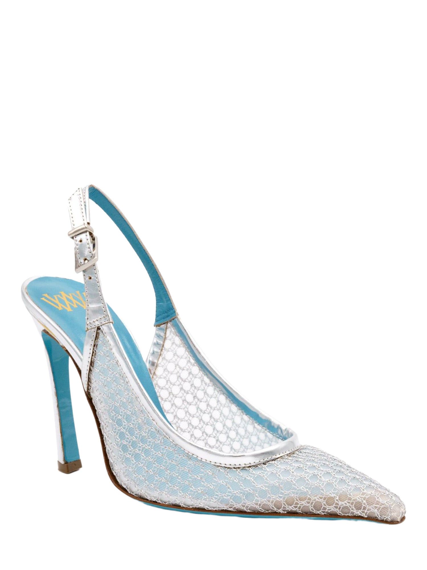 Valentina Rangoni Rea Mesh Slingback, Main, color, Silver Nadira