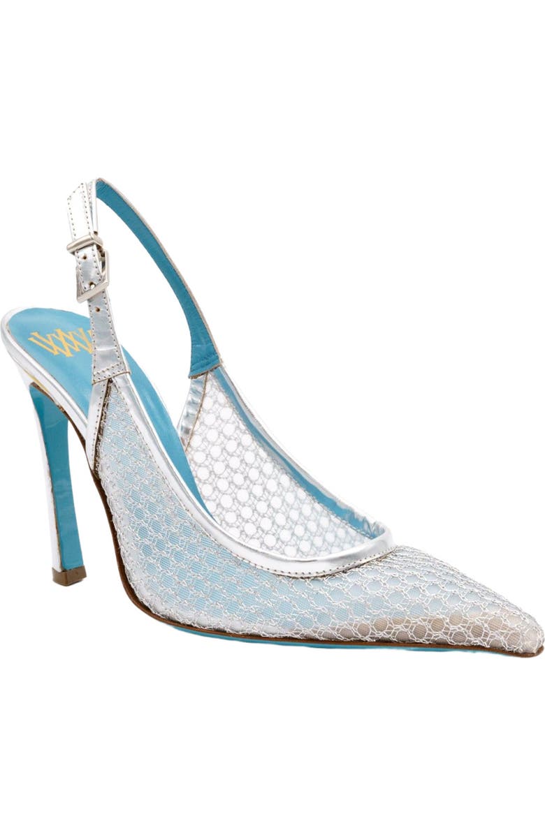 Valentina Rangoni Rea Mesh Slingback, Main, color, Silver Nadira