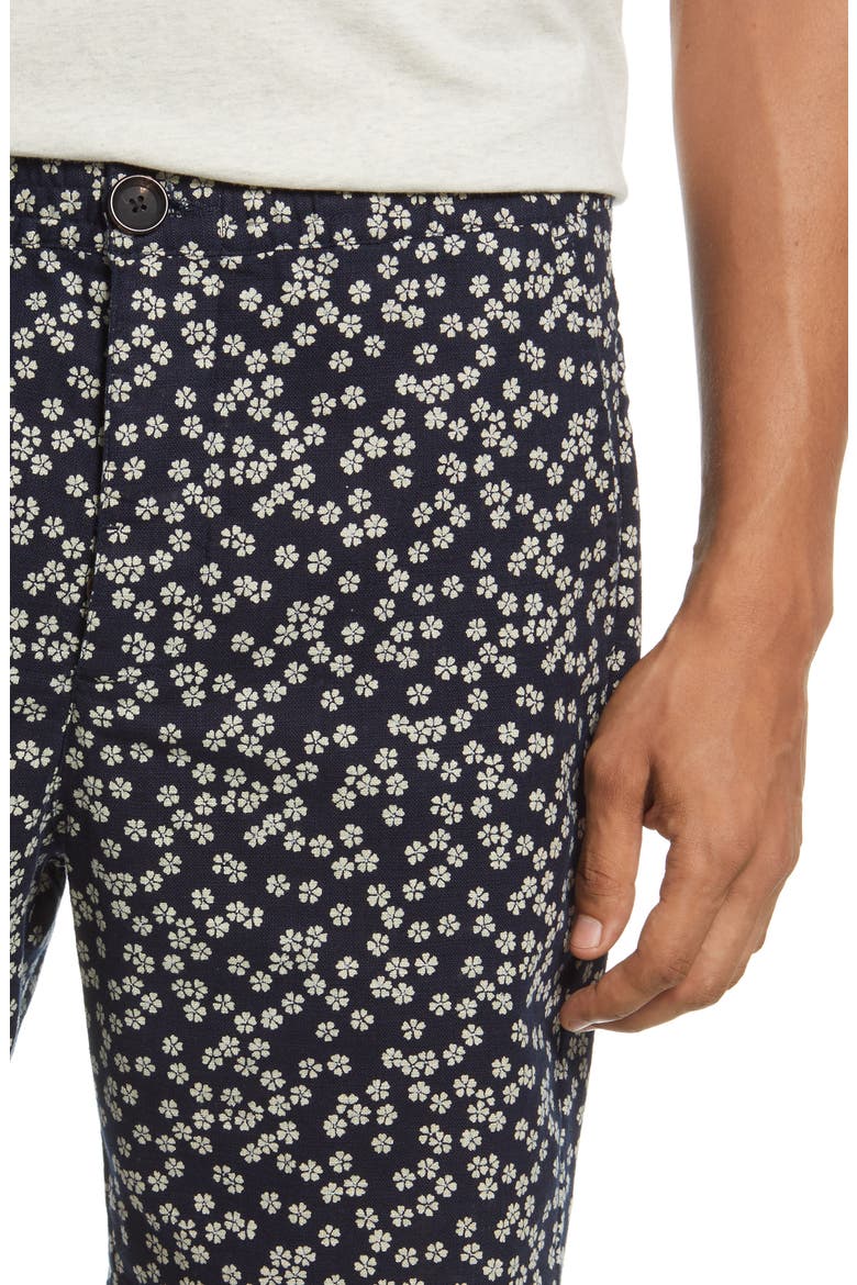 Floral Cotton Shorts, Alternate, color, NAVY
