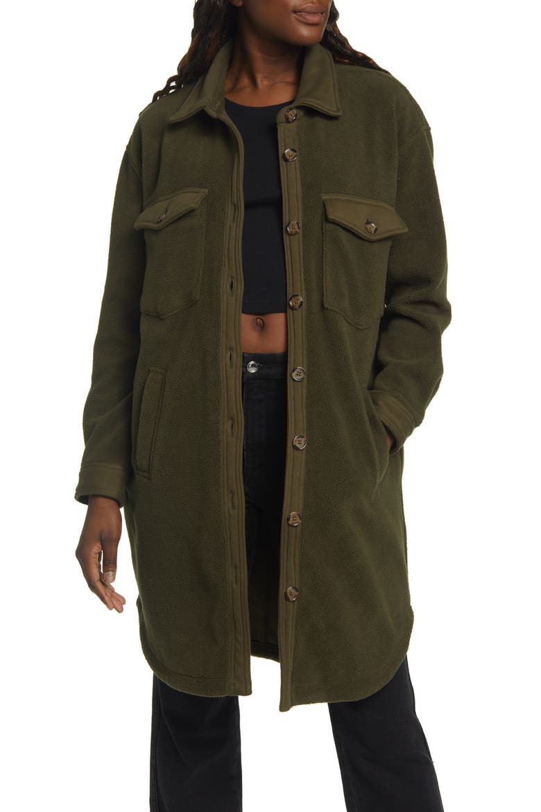 Long Fleece Shacket, Main, color, ITS SETTLED