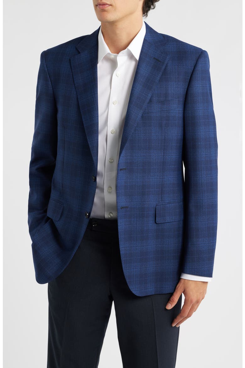 Siena Regular Fit Blue Plaid Wool Sport Coat, Main, color, DARK BLUE