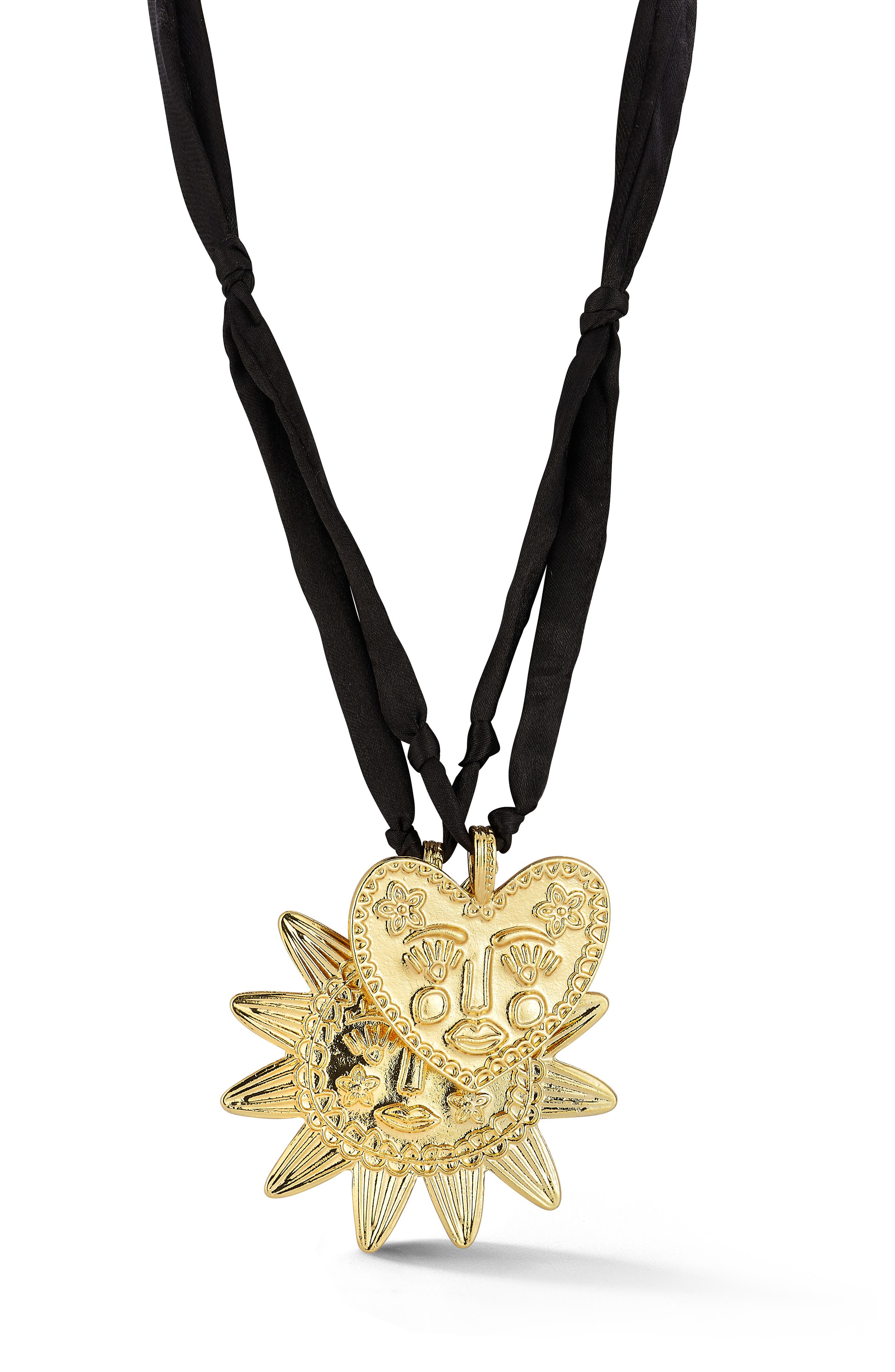 Layered Heart and Sun Pendant Necklace