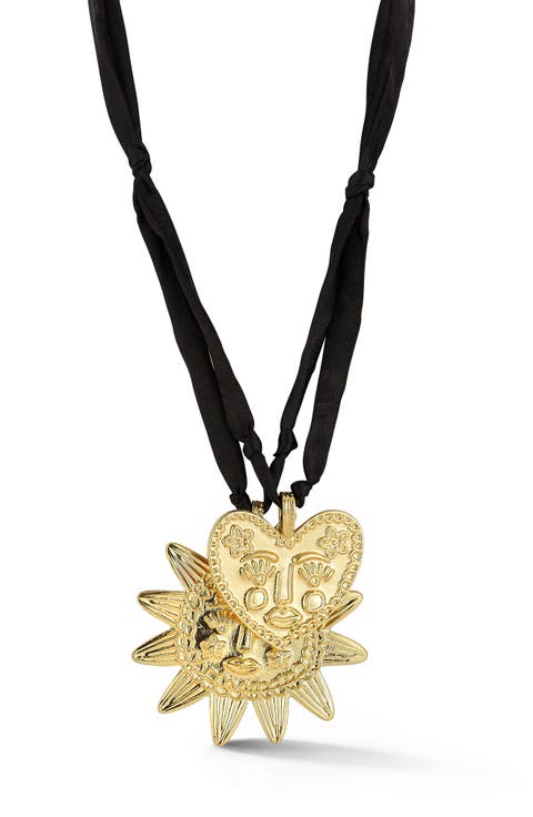 Layered Heart and Sun Pendant Necklace