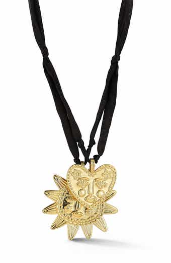 Layered Heart and Sun Pendant Necklace