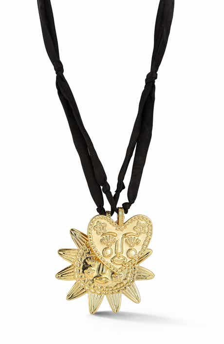 Layered Heart and Sun Pendant Necklace