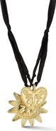 CHLOE AND MADISON Layered Heart and Sun Pendant Necklace