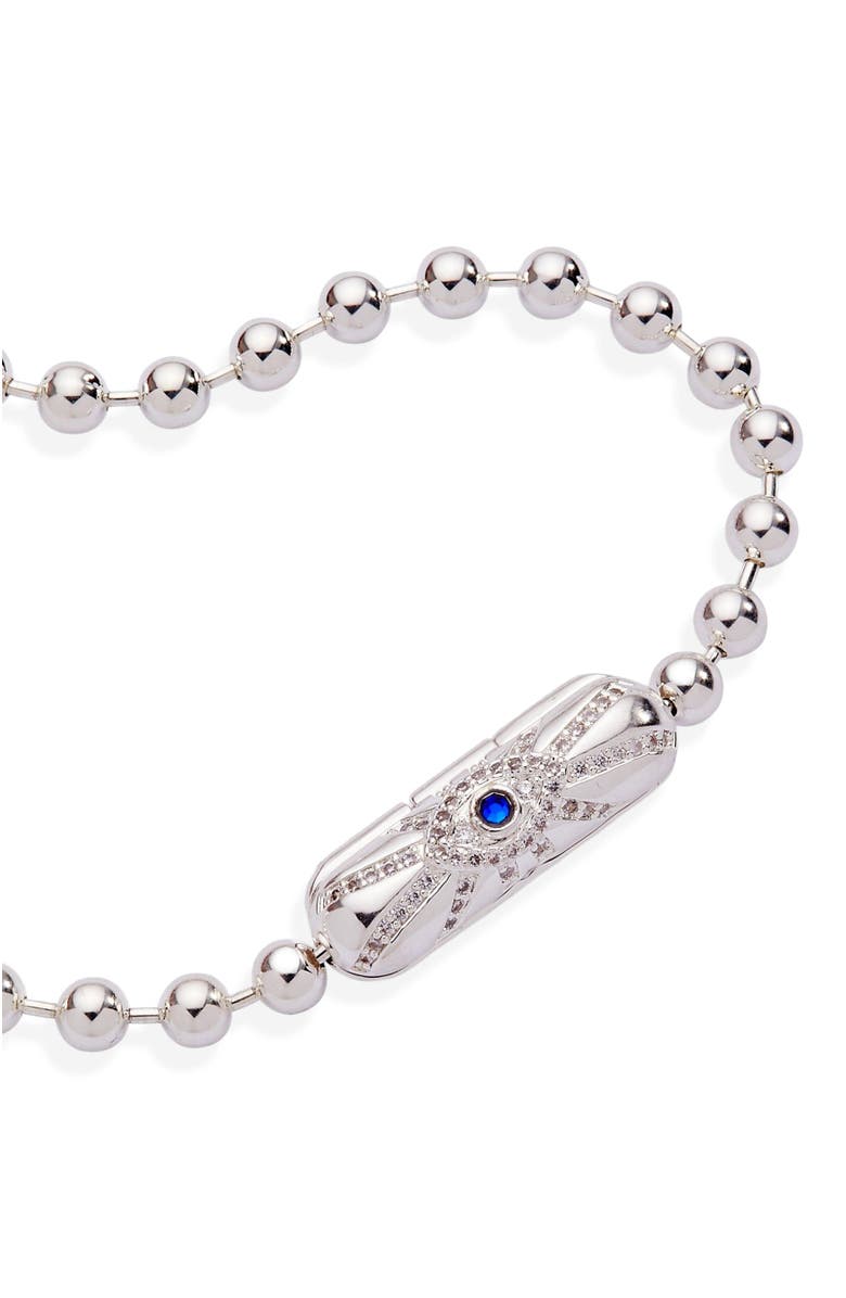 Alex and Ani Ball Chain Barrel Closure Bracelet with Evil Eye, Alternate, color, Silver