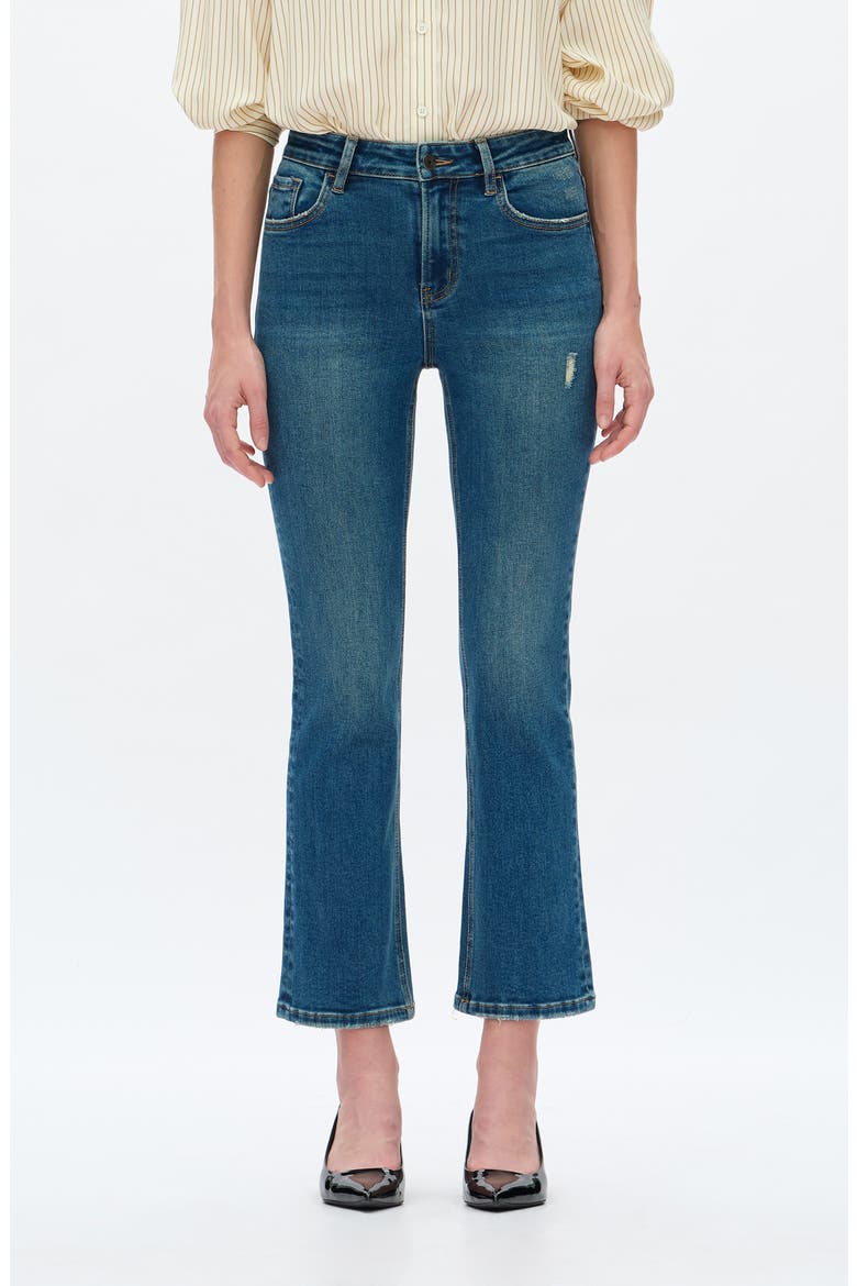 High Waist Crop Flare Jeans, Main, color, VINTAGE MEDIUM BLUE