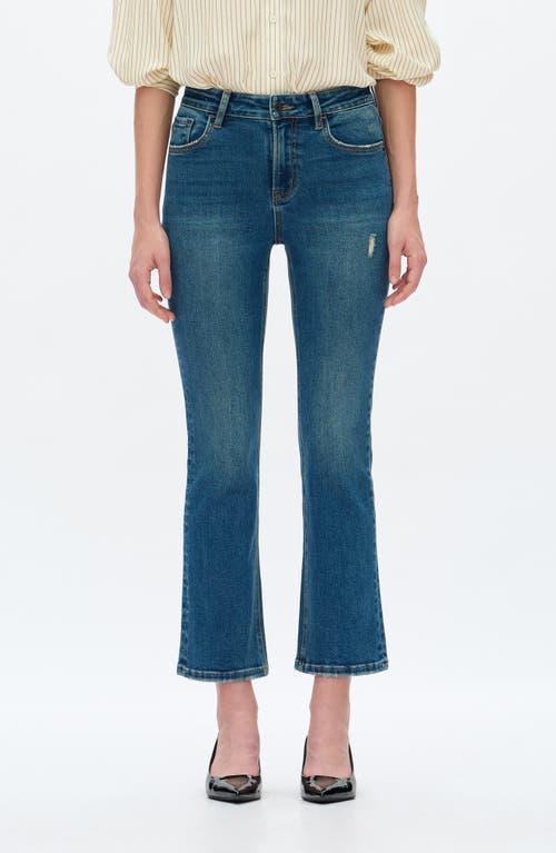 Bayeas High Waist Crop Flare Jeans In Blue