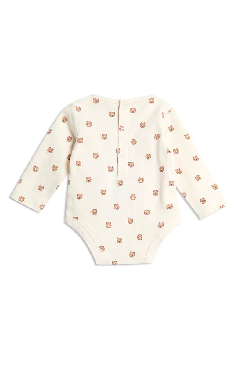 JOJO MAMAN BEBE Long Sleeve Bodysuit & Bear Appliqué Waffle Knit Overalls Set, Alternate, color, Denim